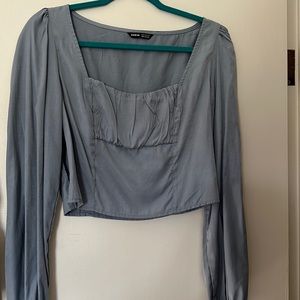 blue shein crop top - size medium, zips on side